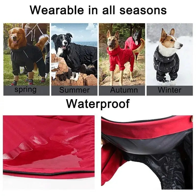 Waterproof Pet Dog Outdoor Jacket Clothes Winter Warm Coat Big Jumpsuit Reflective Raincoat For Small Medium Large Dogs