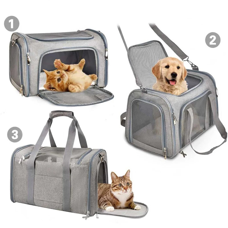 Portable Dog Cat Carrier Bag Soft Side Backpack Pet Carriers Dog Travel Bags Airline Approved Transport Outgoing Pets Handbag