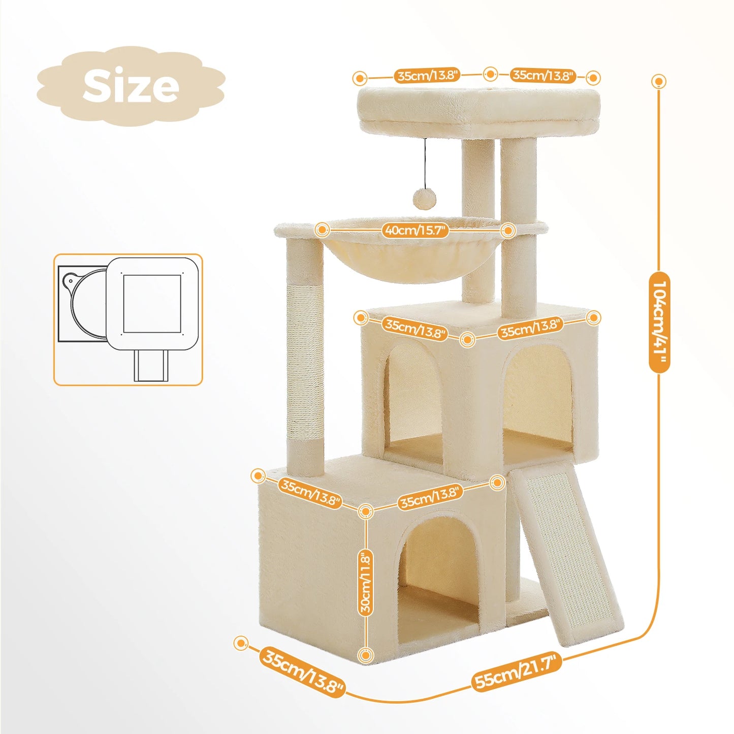 Large Cat Tree for Indoor Cats Multi-Level Cat Tower with Spacious Condos Sisal Scratching Pad Kitten House Accessories Cat Toys