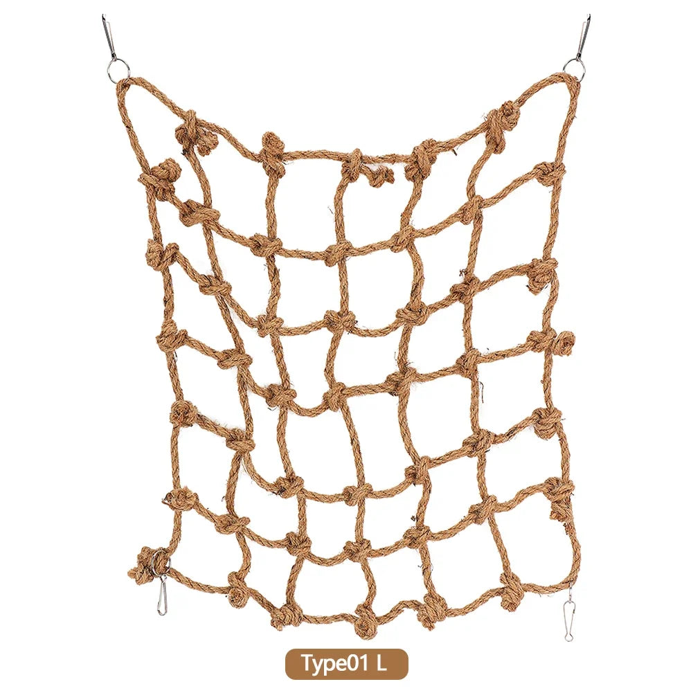40*40cm Parrot Climbing Net Bird Toy Swing Rope Net Bird Stand Net Hammock With Hook Bird Hanging Climbing Chewing Biting Toys