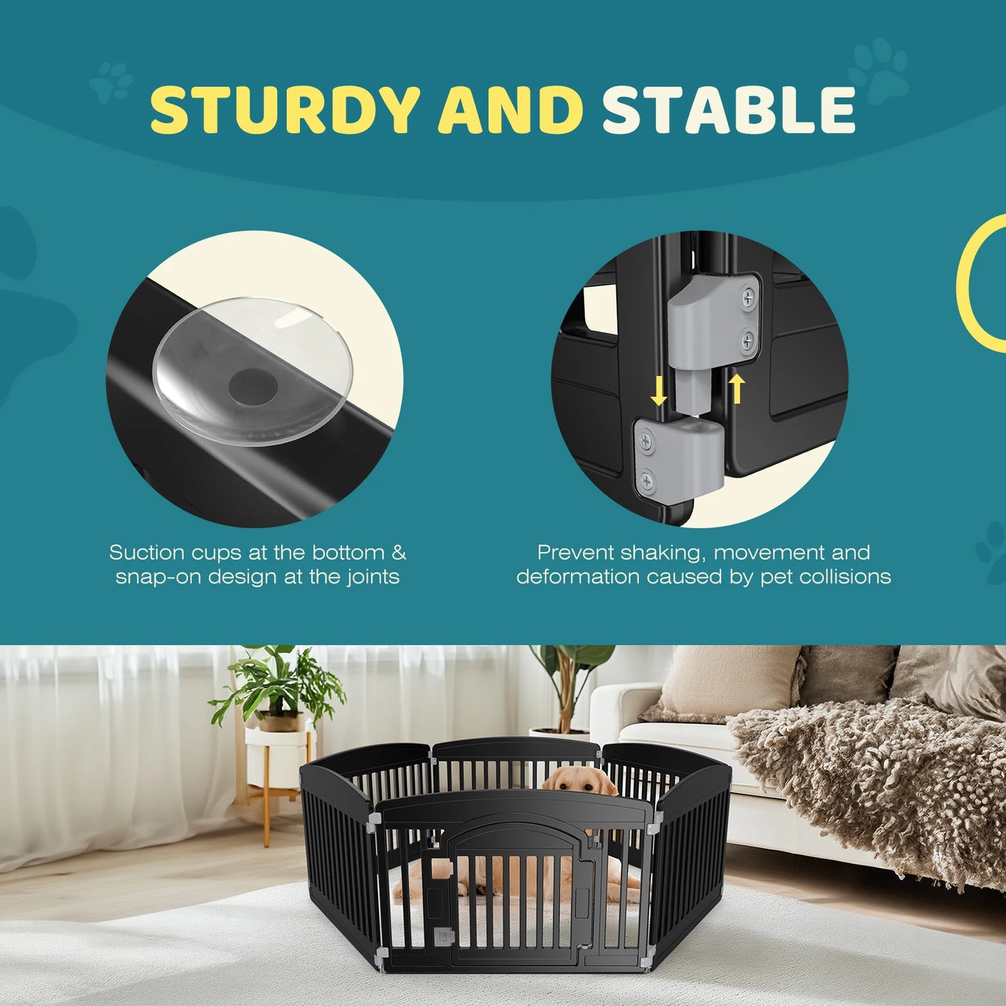JHK Plastic Dog Playpen 6 Panel 24IN Expandable Durable Pet Fence for Medium Dogs Indoor Outdoor Folding Portable Puppy Playpen