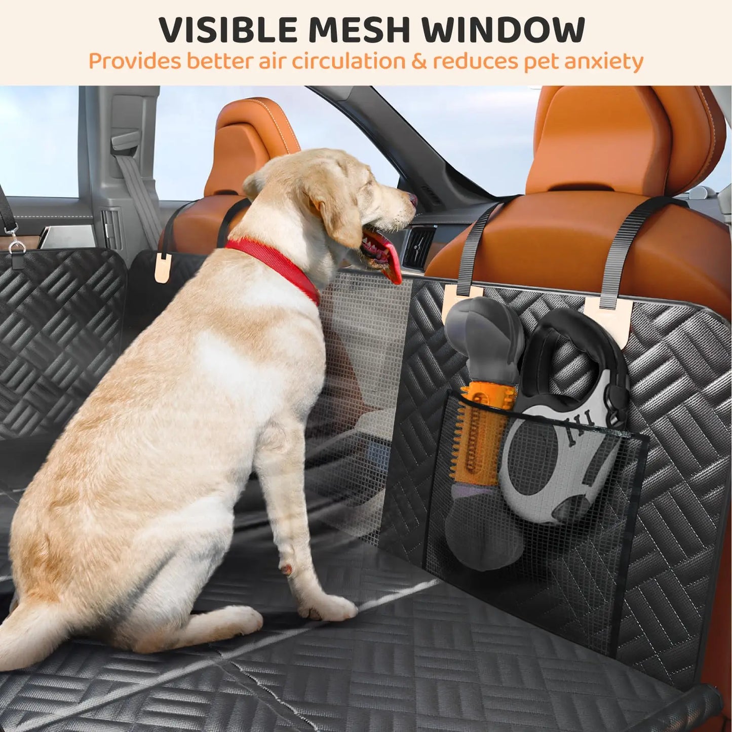 Car Rear Seat Dog Seat Cover, Hard Bottom Rear Seat Extender, Load-Bearing 400 Pounds, 600D Heavy-Duty Anti-Scratch Washable Dog Hammock for Cars and Suvs