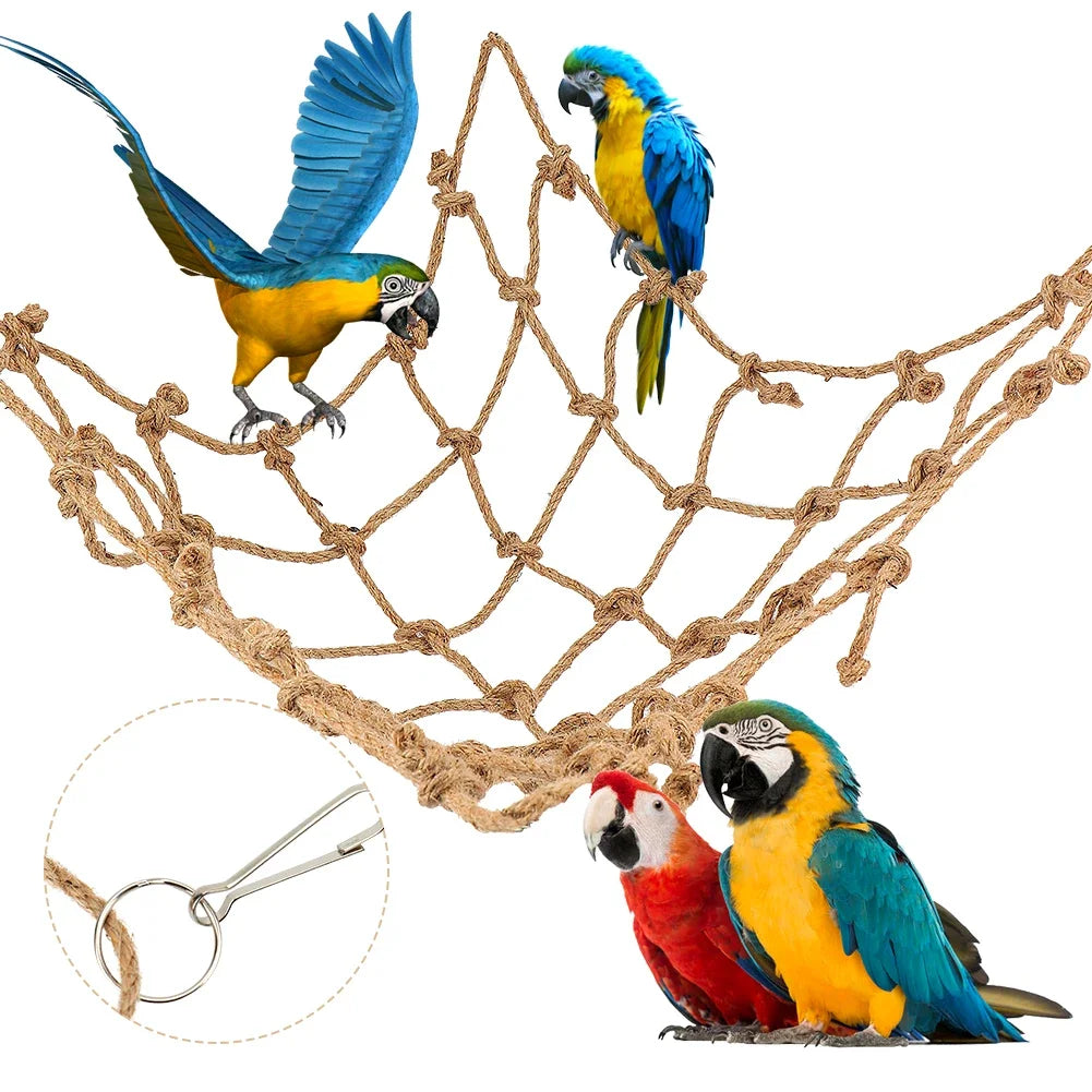 40*40cm Parrot Climbing Net Bird Toy Swing Rope Net Bird Stand Net Hammock With Hook Bird Hanging Climbing Chewing Biting Toys