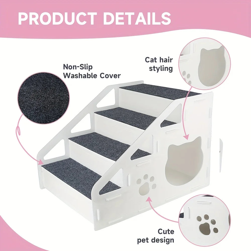 3/4 Steps Pet Stair Detachable Portable Secure Steps Dogs Ramp Ladder for Older Dogs Kitten Cars Sofa Climbing Aids Pet Supplies