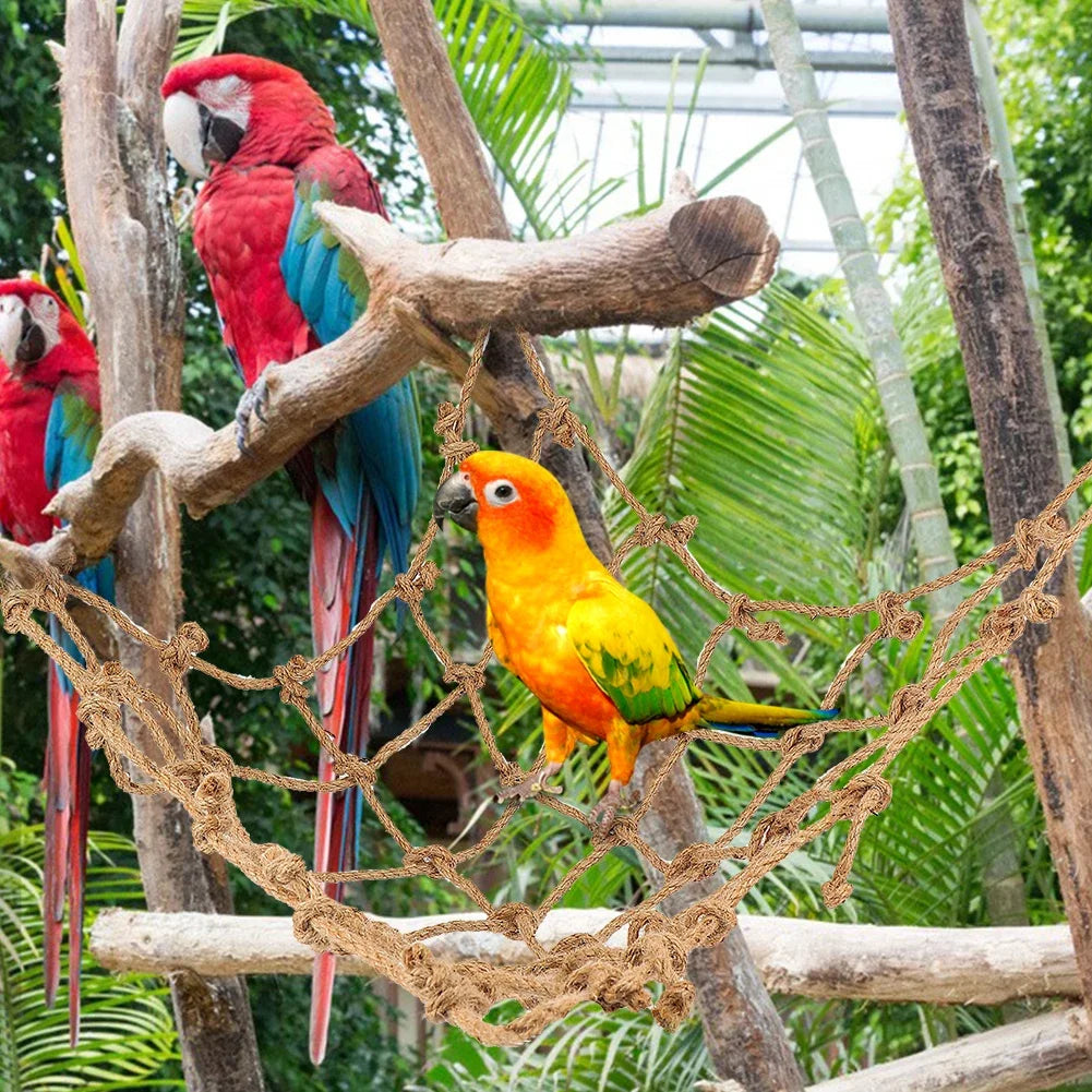 40*40cm Parrot Climbing Net Bird Toy Swing Rope Net Bird Stand Net Hammock With Hook Bird Hanging Climbing Chewing Biting Toys