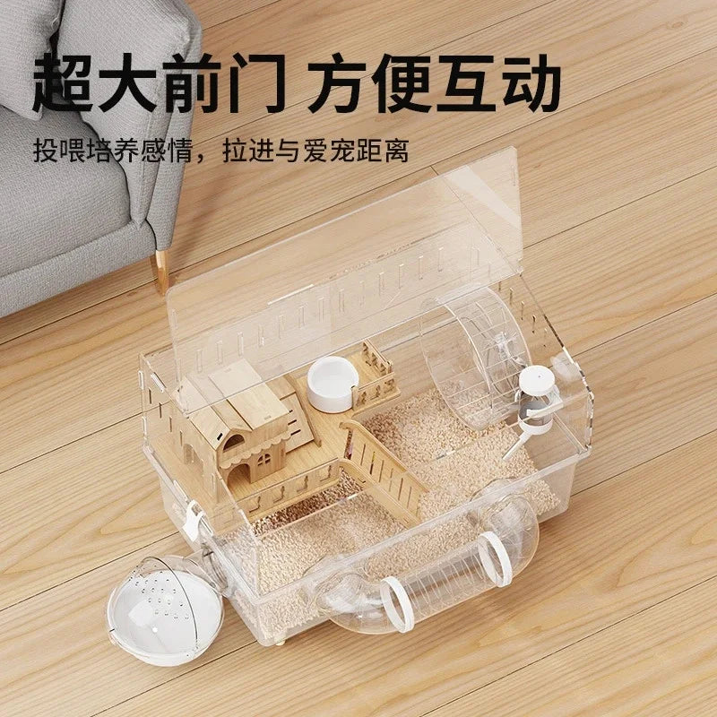 Easy Clean Transparent Hamster Cage Large Luxury Villa Habitat With Full Set Pet Supplies Spacious House For Small Rodents