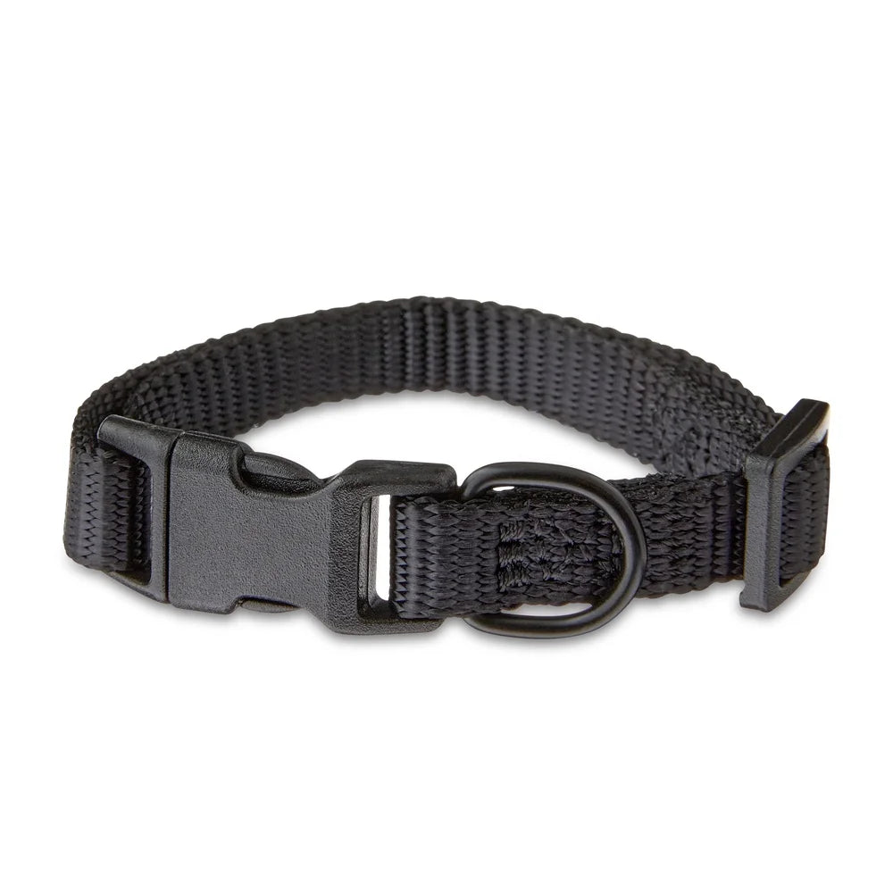 2 Pack Adjustable Polyester Dog Collar X-Small Black Comfortable Leash Attachment D-Ring Secure Prong Buckle Fashionable Fit