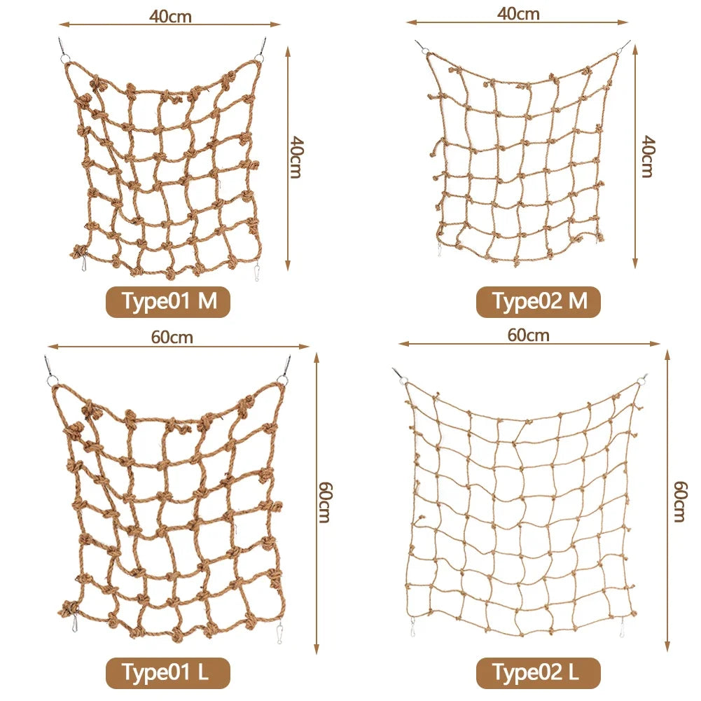 40*40cm Parrot Climbing Net Bird Toy Swing Rope Net Bird Stand Net Hammock With Hook Bird Hanging Climbing Chewing Biting Toys