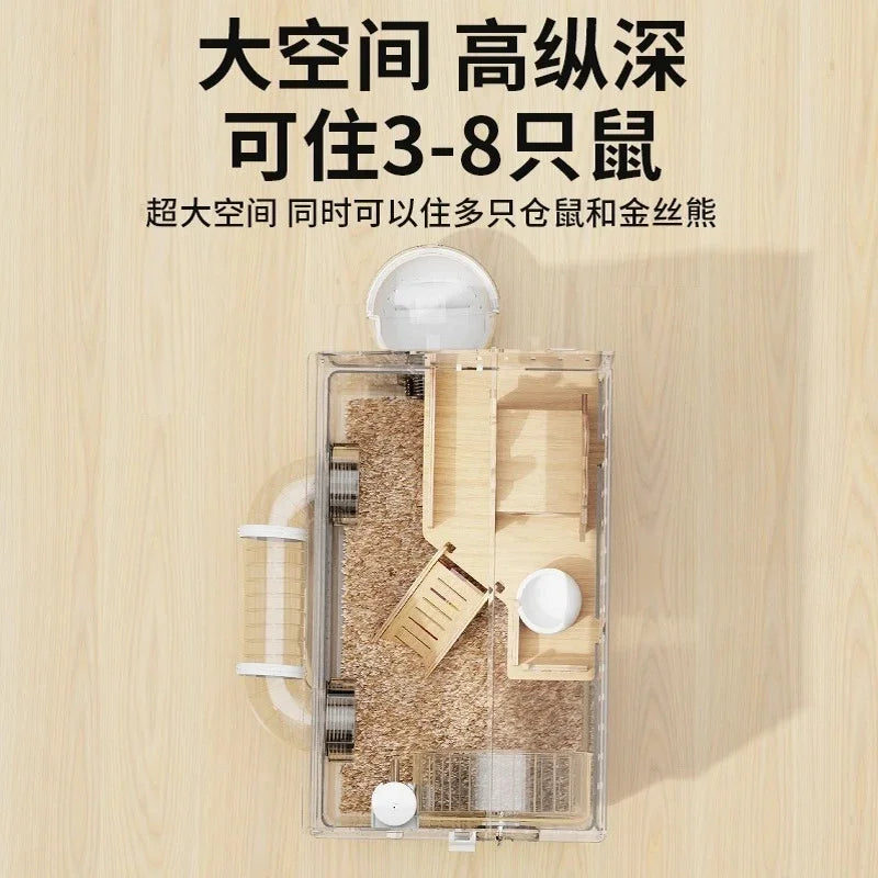 Easy Clean Transparent Hamster Cage Large Luxury Villa Habitat With Full Set Pet Supplies Spacious House For Small Rodents