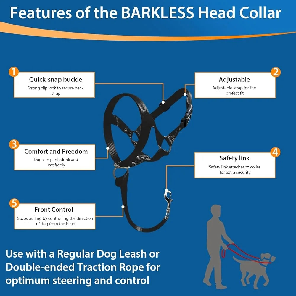 No Pull Dog Head Collar Training Harness Medium Large Dogs Gentle Control Adjustable Comfortable Fit Training Guide Included