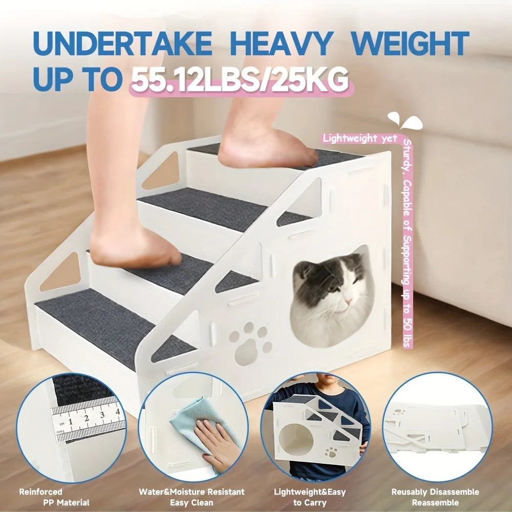 3/4 Steps Pet Stair Detachable Portable Secure Steps Dogs Ramp Ladder for Older Dogs Kitten Cars Sofa Climbing Aids Pet Supplies