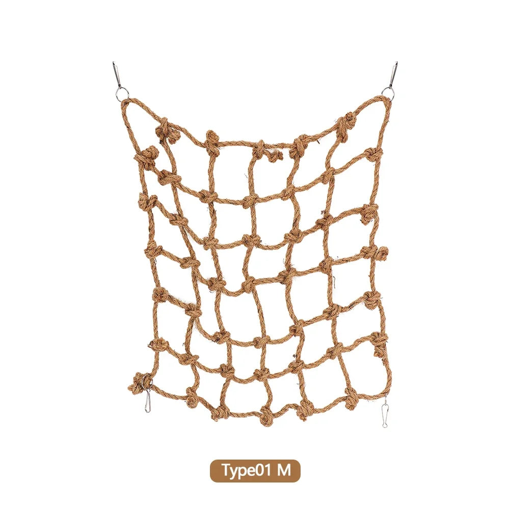 40*40cm Parrot Climbing Net Bird Toy Swing Rope Net Bird Stand Net Hammock With Hook Bird Hanging Climbing Chewing Biting Toys