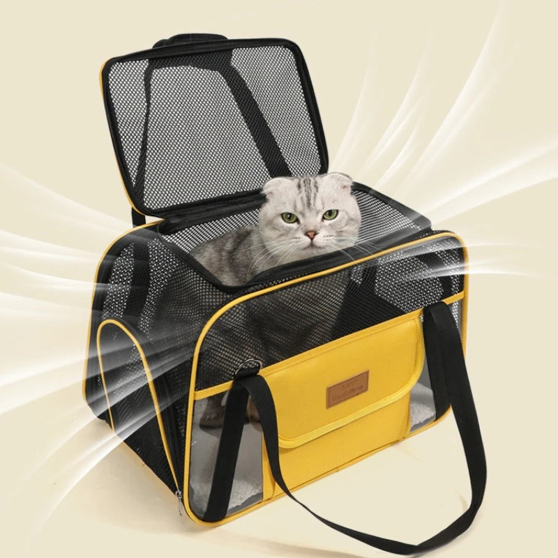 New Breathable Pet Carrier Large Capacity Shoulder Bag Portable Cat Dog Carrier Hollowed-out Cat and Dog Cages Pet Supplies