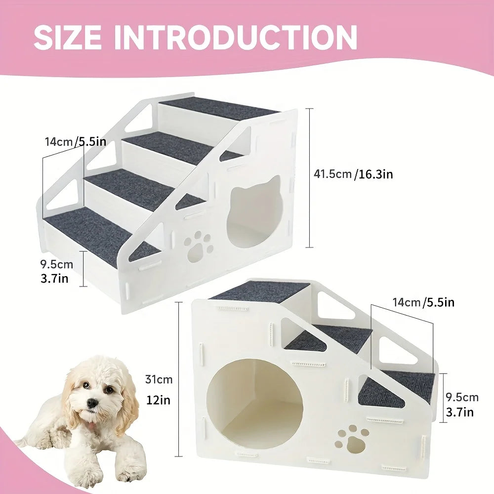 3/4 Steps Pet Stair Detachable Portable Secure Steps Dogs Ramp Ladder for Older Dogs Kitten Cars Sofa Climbing Aids Pet Supplies
