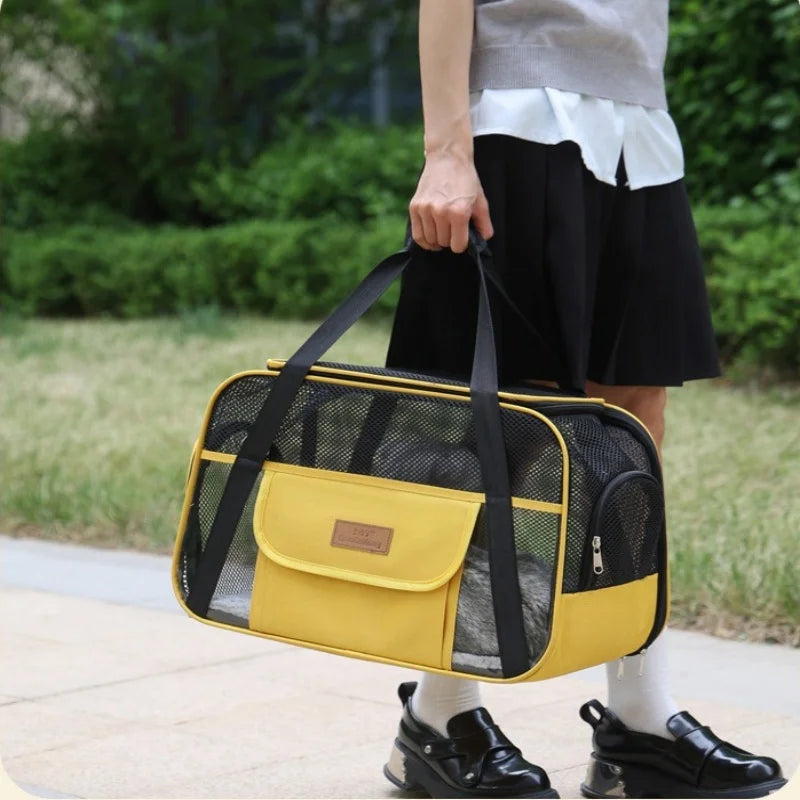 New Breathable Pet Carrier Large Capacity Shoulder Bag Portable Cat Dog Carrier Hollowed-out Cat and Dog Cages Pet Supplies
