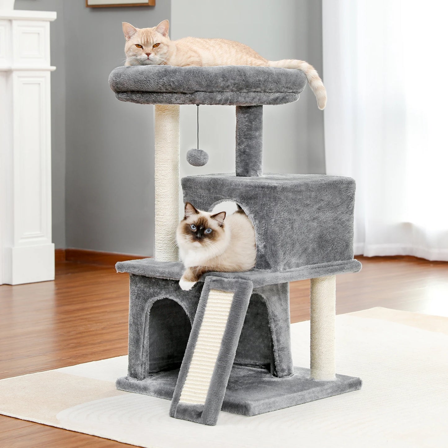 Large Cat Tree for Indoor Cats Multi-Level Cat Tower with Spacious Condos Sisal Scratching Pad Kitten House Accessories Cat Toys
