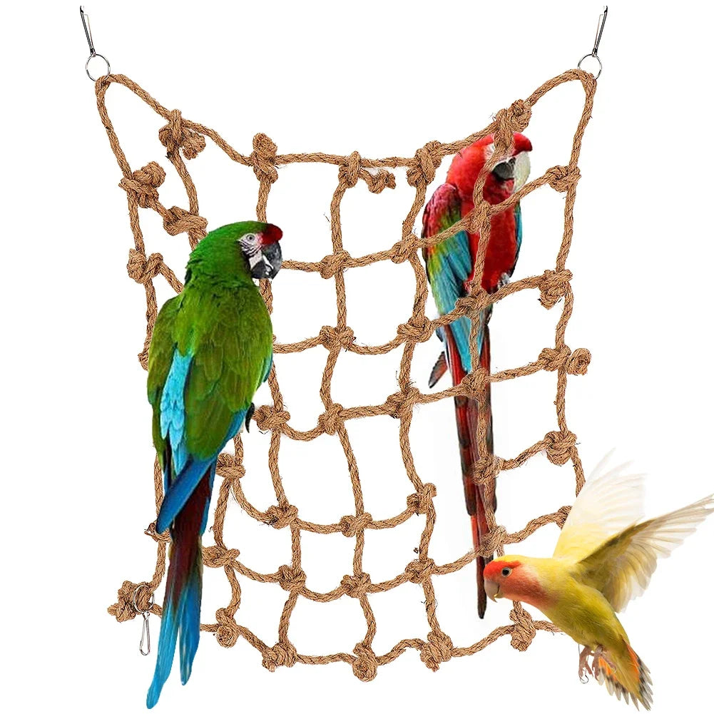 40*40cm Parrot Climbing Net Bird Toy Swing Rope Net Bird Stand Net Hammock With Hook Bird Hanging Climbing Chewing Biting Toys